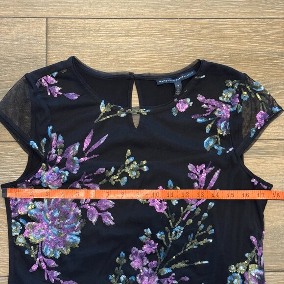 White House Black Market women's sequin sparkle short sleeve top size small - Picture 5 of 9